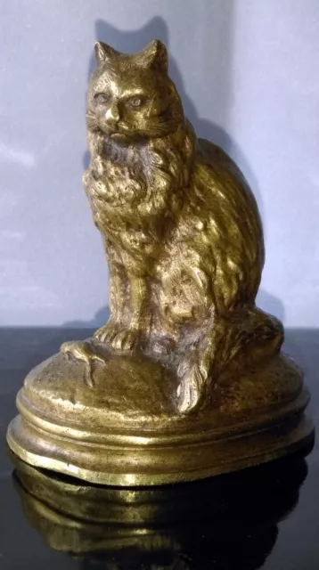 Ancien Sujet En Bronze Animalier   " Chat Assis Près D'une Souris " Mascotte ?