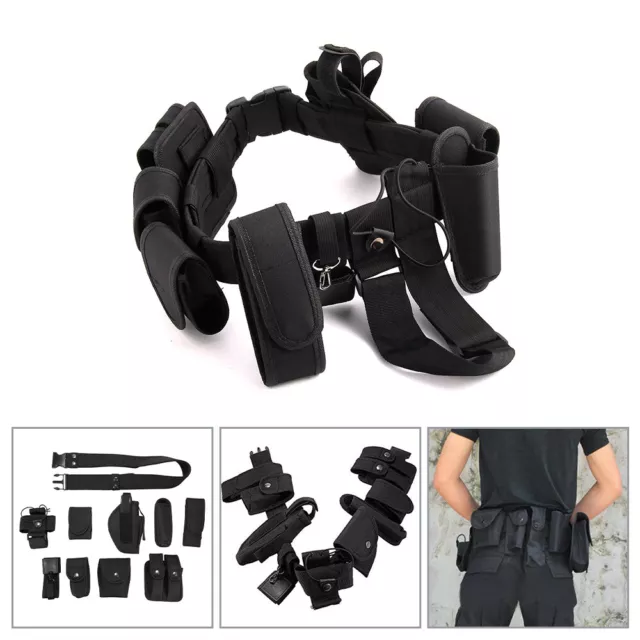 Police Guard Tactical Belt Buckles with 9 Pouches Utility Kit Security Black New