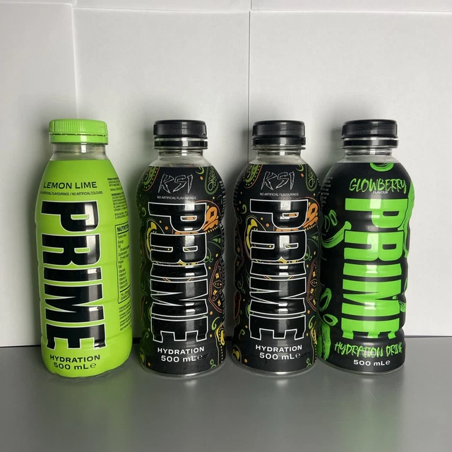 PRIME HYDRATION EMPTY Bottles X 4 Bundle KSI, GLOWBERRY AND LEMON