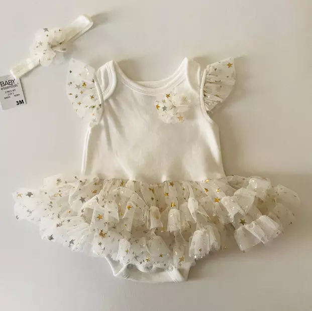 Baby Girl 3 Months Angel Tutu Bodysuit & Headband Set Outfit Dressy Photo Shoot