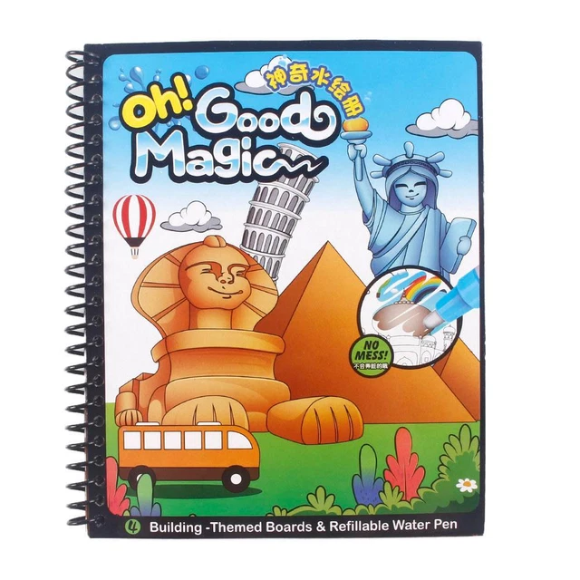 Libro Da Colorare Riutilizzabile Con Acqua Per Bambini - Set Magico Con Pagine Che Si Colorano A Contatto Con L'Acqua, Gioco Creativo E Pulito, Senza Macchie