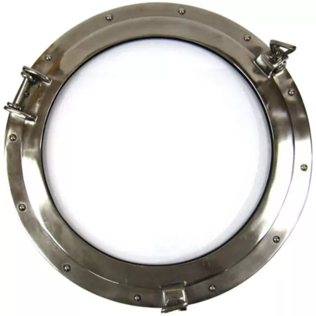 20" Round Ships Porthole Glass Window Aluminum Chrome Finish Nautical Wall Décor