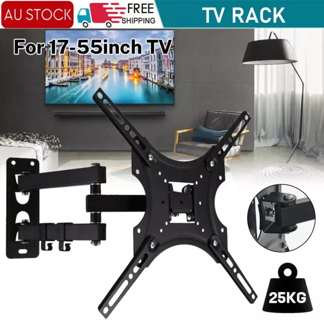 Full Motion TV Wall Mount Bracket Swivel Tilt 17 32 37 40 42 50 52 55 in LED LCD