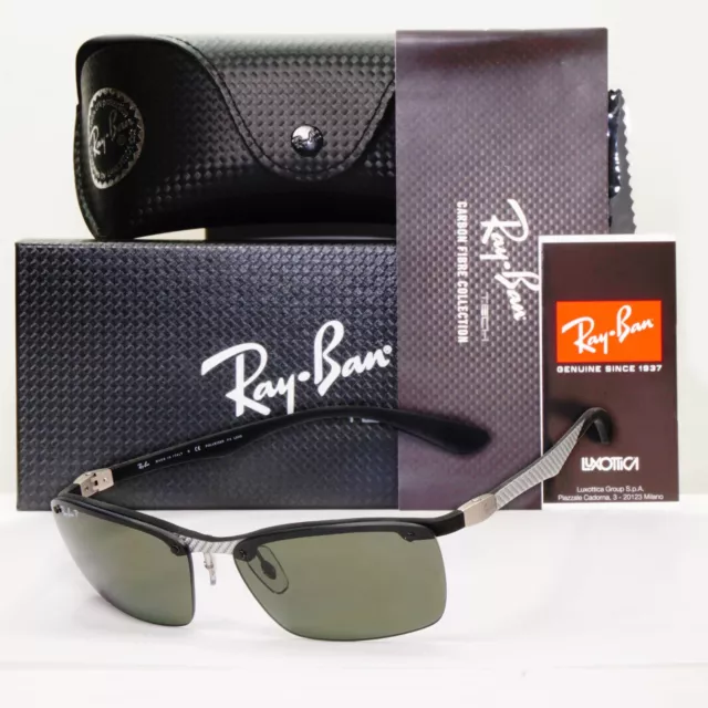 Ray-Ban Sunglasses Carboon Fibre 2013 Polarized Silver Green RB 8312 125/9A