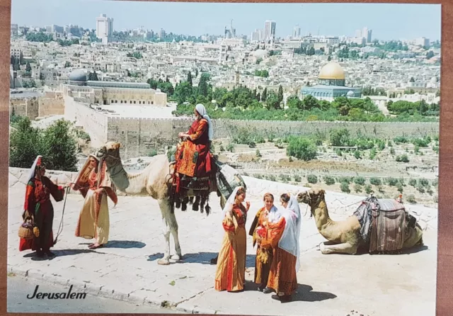 Schöne alte Ansichtskarte AK - Jerusalem Israel Trachten und Stadtblick