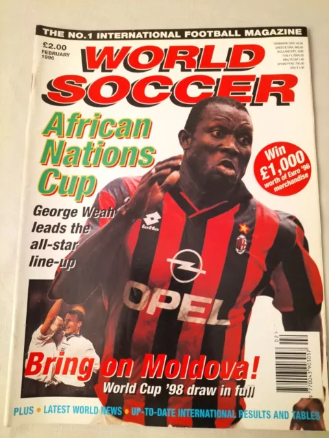 Feb 1996 WORLD SOCCER MAGAZINE African Nations Cup George Weah AC Milan