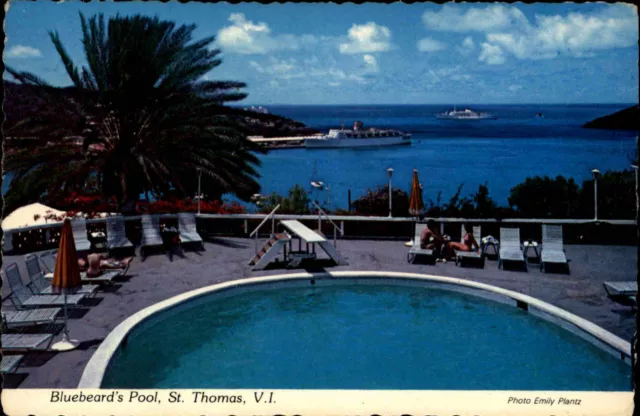 Postcard VIRGIN ISLANDS St. Thomas Bluebeards Castle Hotel Pool Area Postkarte