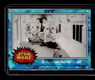 2022 Topps Star Wars Chrome Sapphire #93 STORMTROOPERS BLAST THE REBELS!