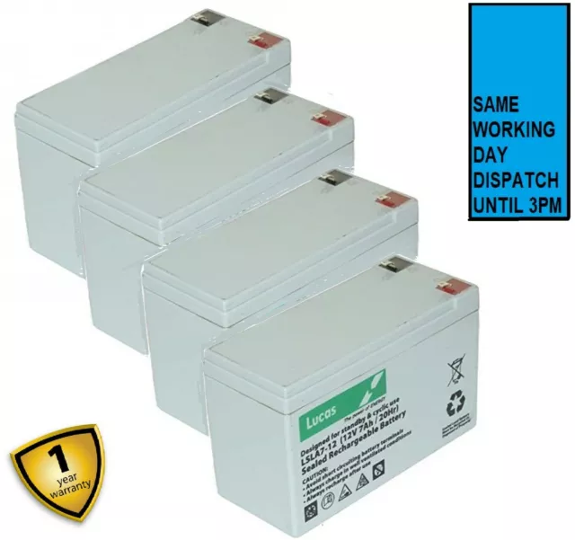 4 x 12V 7AH Replacement Batteries for, APC Smart-UPS SUA1000RMI2U & others