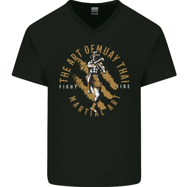 The Art of Muay Thai MMA Mixed Martial Arts Mens V-Neck Cotton T-Shirt