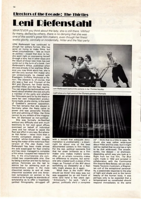 (F&F15) Article & Picture, Director Leni Riefenstahl