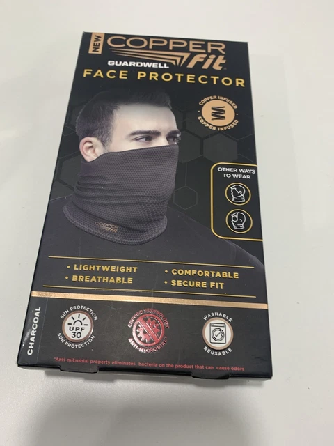 Copper Fit Guardwell Face Protector Mask Adult Charcoal Gray/Black UV30 NEW NIB