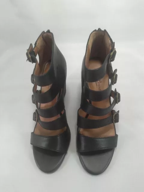 Lucky Brand LK-RIONA Black Leather Strappy Wedge Shoe Size 7M Brand New 3