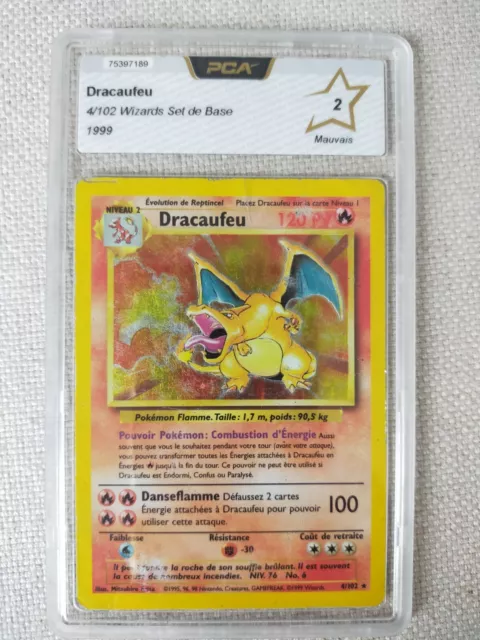 Carte Pokémon Dracaufeu 4/102 Holo Set de Base Wizards FR TBE PCA PSA SGS 3