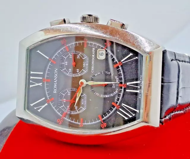 ROMANSON ADEL TANK Tl4137Hm Om Day Date Chronograph Swiss Quartz