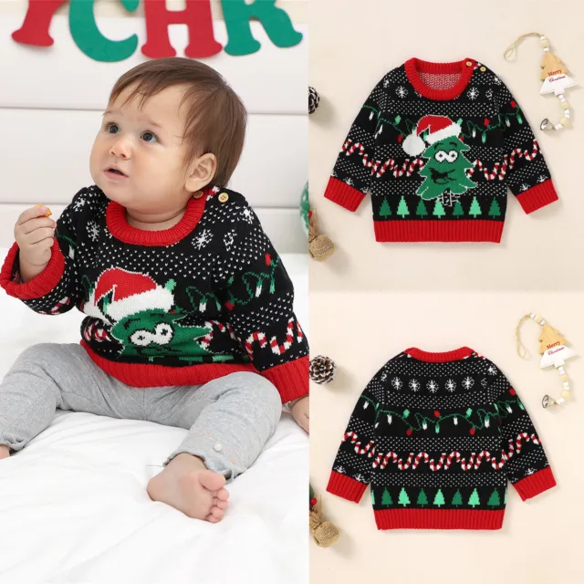 Toddler Infant Baby Girl Boy Cute Long Sleeve Christmas Tree Knitted Sweater