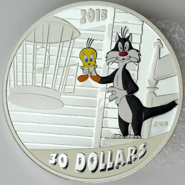 2015 $30 Looney Tunes: Classic Scenes: Birds Anonymous 2 oz. 99.99% Pure Silver