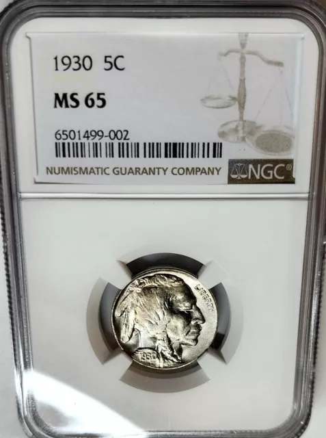 CHOICE 1930 Buffalo Nickel 5C NGC MS-65 Gem BU High Grade Beauty FREE SHIPPING !