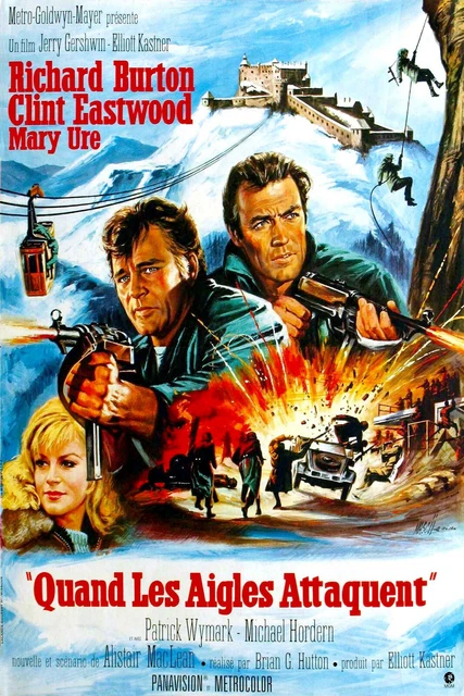 affiche 60x40cm-  "quand les aigles attaquent"- clint eastwood- 1968