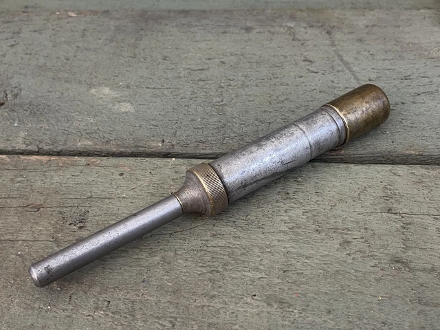 VINTAGE 200MM STEEL & Brass Grease Gun Suits Early Motocycle / Car Tool