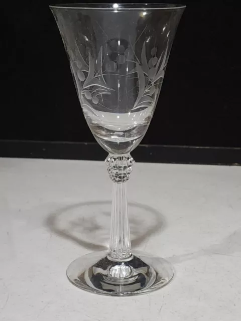 1- Fostoria Cynthia Water Goblets 7 1/2" Tall Cut #785 Stem #6017