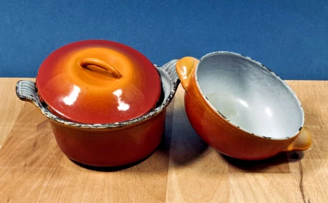 Petite Cocotte à Fondue En Fonte émaillée Orange – Vintage France