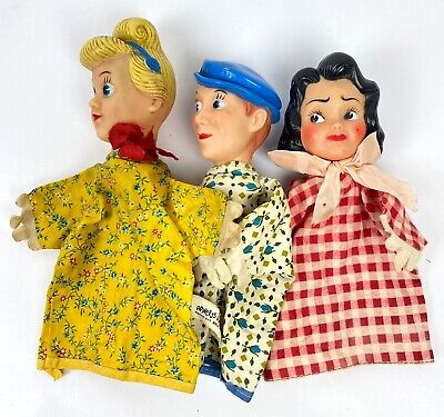 3 Vintage Walt Disney Production Hand Puppets Gund Princess Cinderella