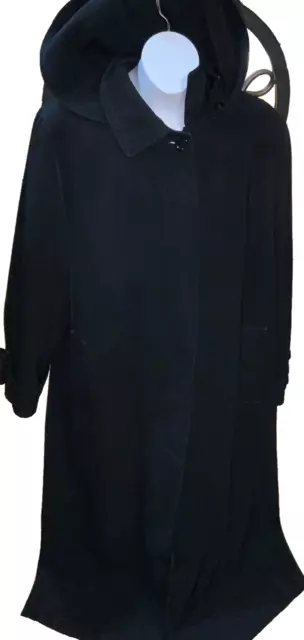 Gallery Petite Trench Coat Womens Petite 8 Long black Raincoat hooded