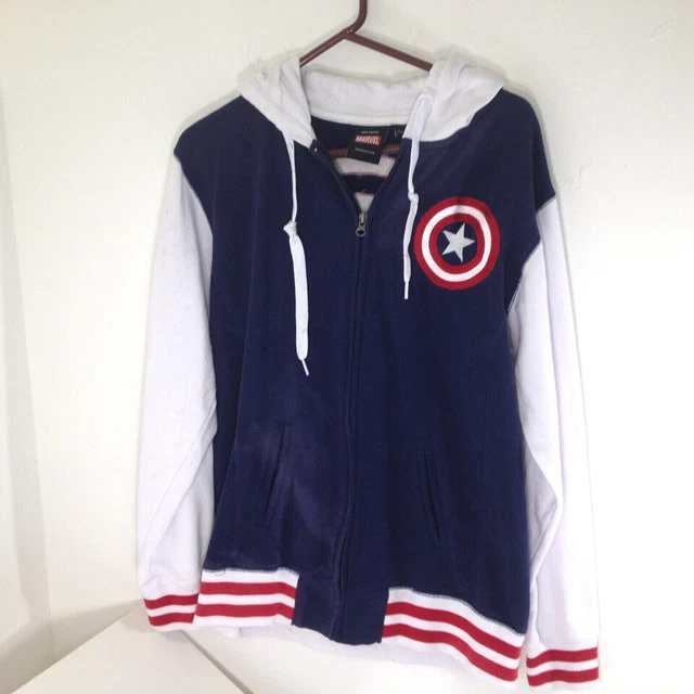 Marvel Captain America Hoodie Sweatshirt Jacket Costume Front Zip Up Size M