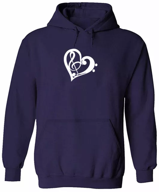 Love Music Pullover Hoodie Sweater Unisex Gaphic Gift Bass Clef Heart Treble