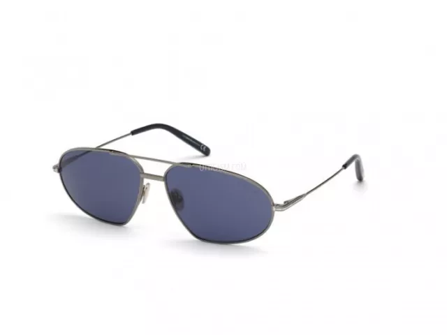 Tom Ford Sunglasses Bradford FT0771 08V Shiny Gunmetal Blue lenses 63-14-140