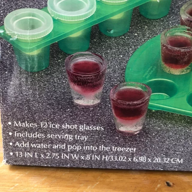 Ice Shots - Set of 12 Ice Mold Shot Glasses With Serving Tray - Just Freeze Pour 3