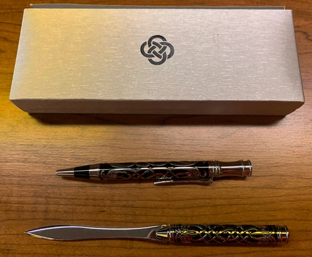 VINTAGE CELTIC LANDS Sea Gems Pen And Letter Opener Set Abalone 48.25