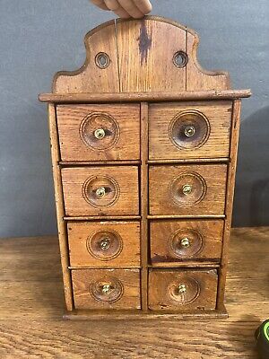 Antique VTG Farmhouse Wooden Apothecary Spice Cabinet Rack Hanging  Wall Mount