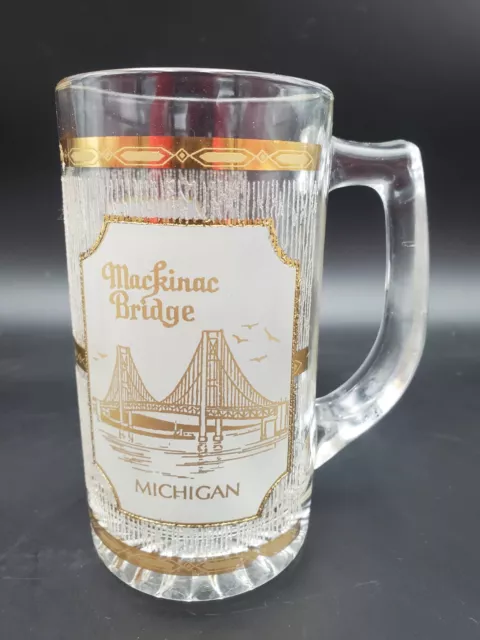 Culver Mackinac Island 22 kt Gold Glass Water Beer Mug Michigan Souvenir Rare