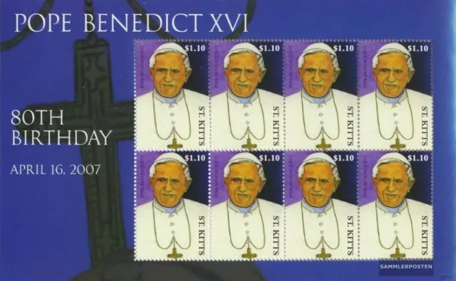 St. Kitts 1002 Kleinbogen (kompl.Ausg.) postfrisch 2007 80. Geburtstag Papst Ben