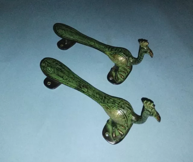 Bird Shape Door Pull Grip Victorian Brass Peacock Handle With Fingers Base HK503