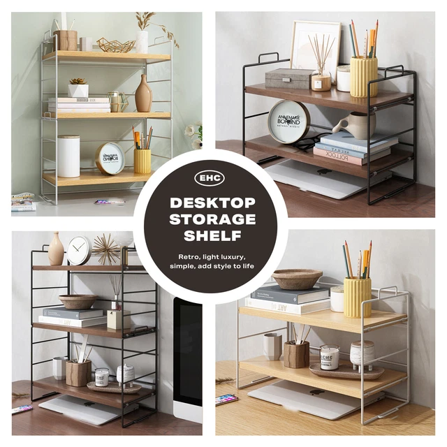 Desktop Storage Rack Shelf Desk Bookshelf File Organizer Table Office Shelving