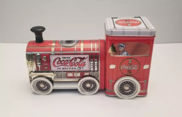 COCA-COLA  Train Tin 9 1/4"  Moving Wheels Advertising 5 Cent Coke Collectible!