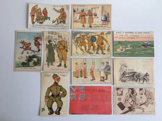 ww1 Antique Lot CPA Illustrated Humorous Postcard WAR GAVIS D'ESCURAS