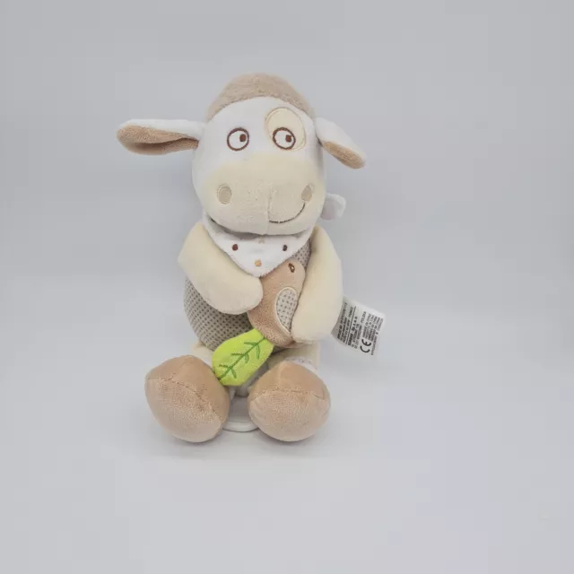 16 - Doudou Peluche Mouton Marron Musical Beige Blanc Mots D'enfants Leclerc