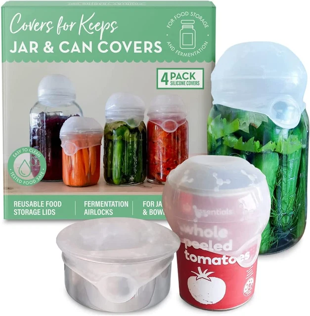 Cubiertas elásticas de silicona reutilizables para alimentos y tapas de fermentación | Juego de 4 flexibles