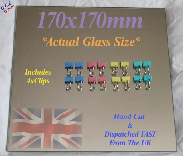 170 x 170mm Mirror Glass Plate For Heated 3D Printer Bed W Clips Creality Anet