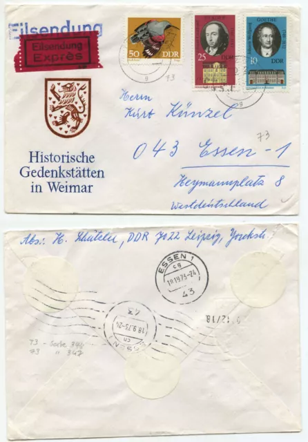 05830 - DDR - Eilbrief 17.8.1973 nach Essen - Mi.Nr. 1841 , 1856 und 1859