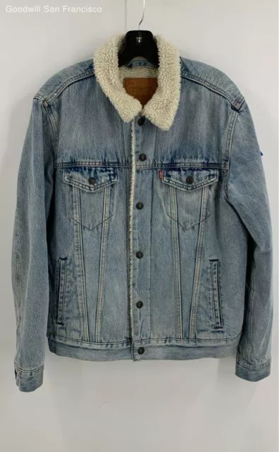Levi's Mens Blue Trucker Cotton Long Sleeve Pockets Denim Jacket Size Medium