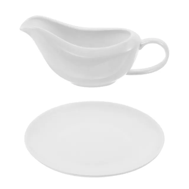 Ceramic Gravy Boat with Tray for Sauces, Dressings, and More-QP