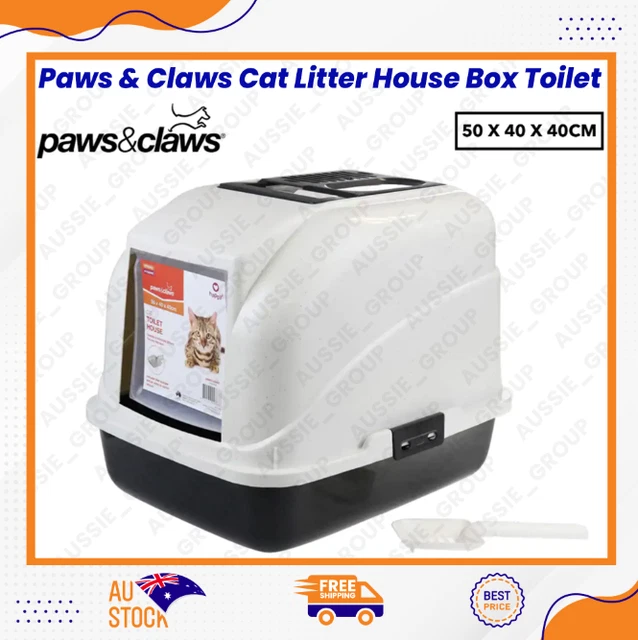 PAWS & CLAWS Cat Litter House Box Toilet Tray Pad Scoop Door Durable