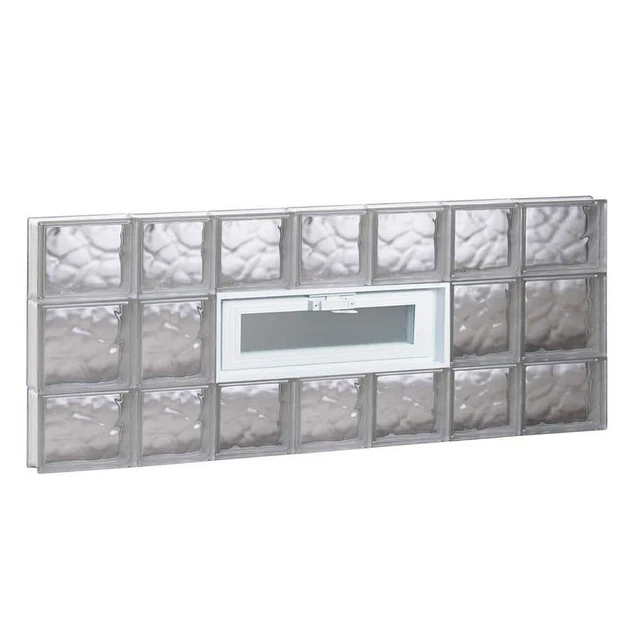 Clearly Secure Glass Block Window 44.25" x 19.25"x 3.125" Frameless Wave Vented