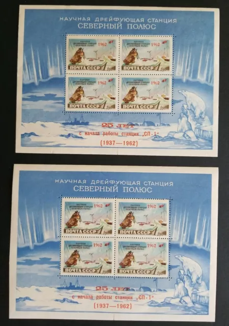 1962 Russia,North Pole Souvenir Sheets, Zagorskiy Block #32 Type I and II MNH**