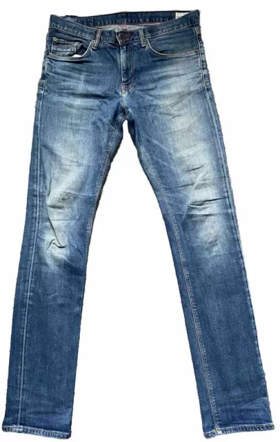 TOMMY HILFIGER Mens Hudson Jeans W32 L34 Skinny Slim Fit Light Blue Denim